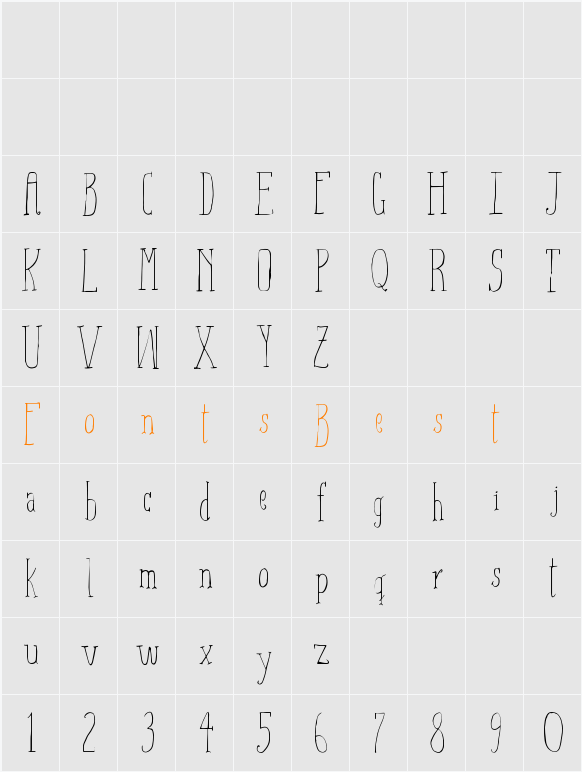 Aiza Shine Serif Character Map