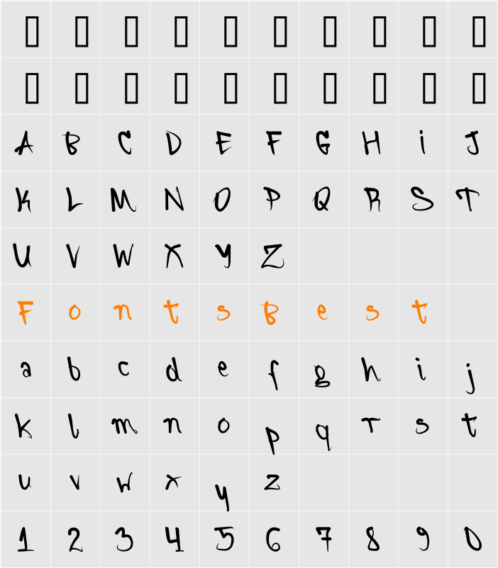 DAFXTER Character Map