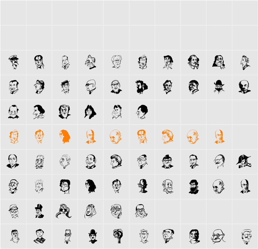 CaricaturesHeads Character Map