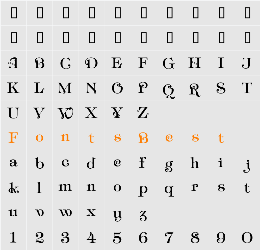 MelicoRegular Character Map