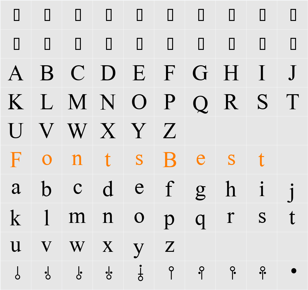 JG Bete Character Map