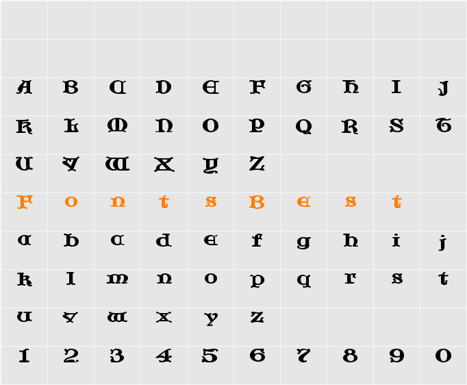 JF Cotswold Letters Character Map