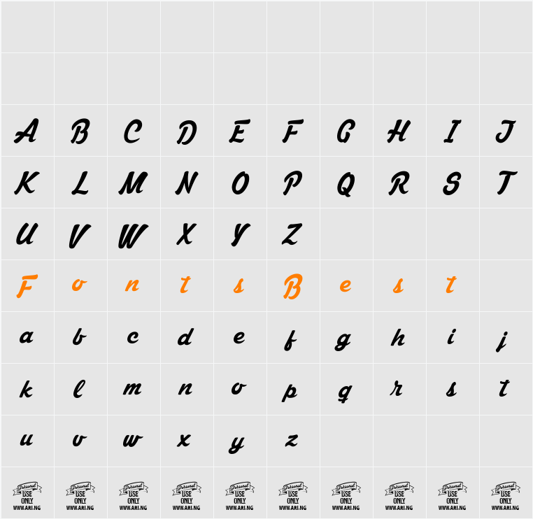 Mastoc Personal Use Only Character Map