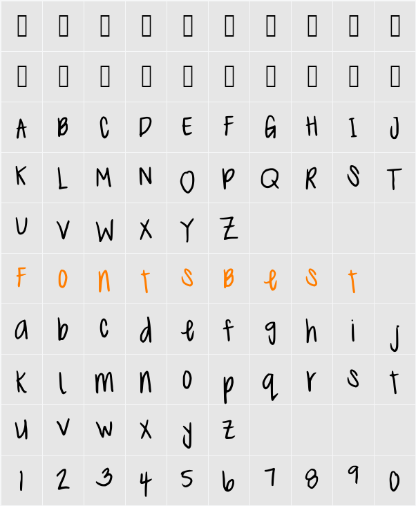 MeganHand Character Map