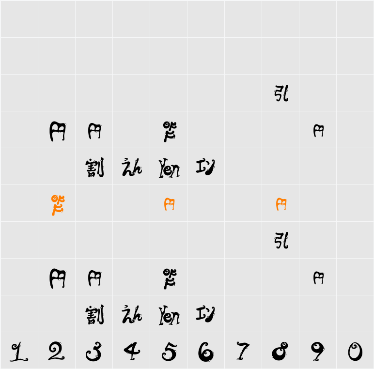 DF-SJCL025-W8 Character Map