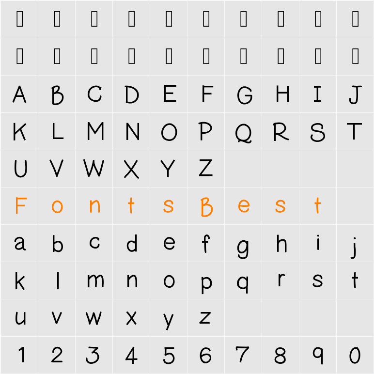 CarditaLight Character Map