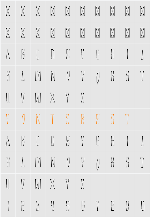 Brozas Thin Character Map