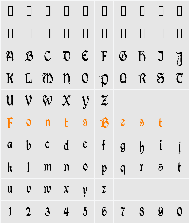 InnkeeperCondensed Character Map