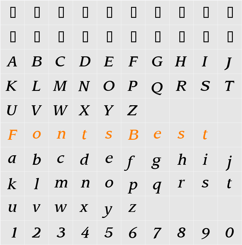 AdvisorMediumSSi Character Map