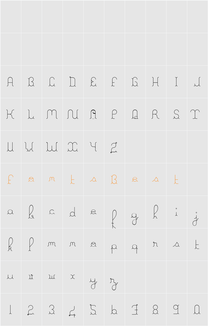 A La Nage Character Map