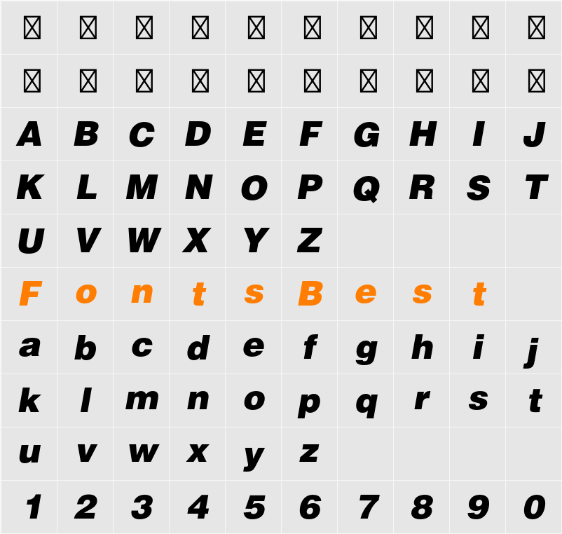 Helvetica LT Std Black Character Map