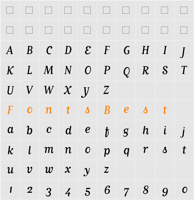 MatrixScript Character Map