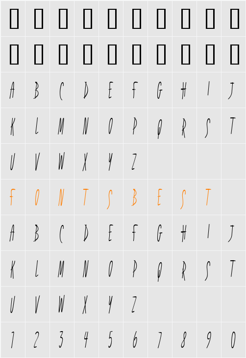 Fidelity Hour BTN Lt Character Map