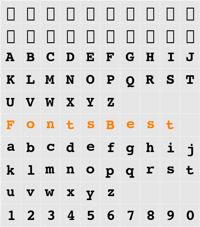 Courier SWA Character Map