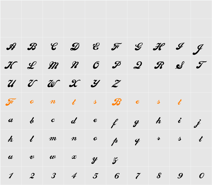 SedonaScriptFLF Character Map