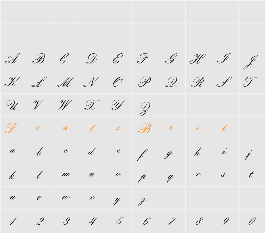 ATFlorentineScript Character Map