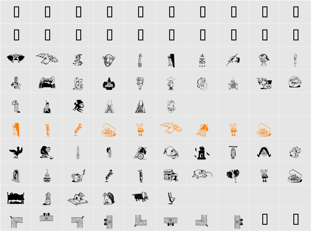 DF Gargoonies ITC Character Map