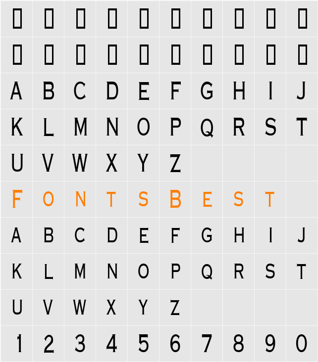 MetalcutCondensed Character Map