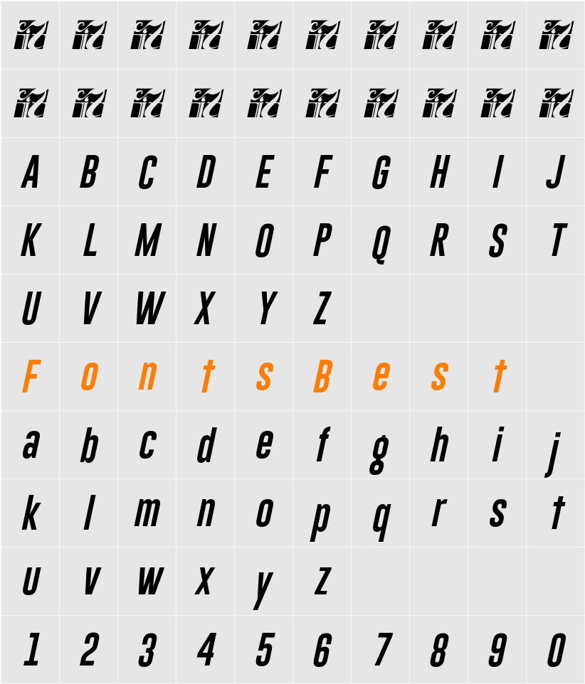 Gobold Lowplus Character Map