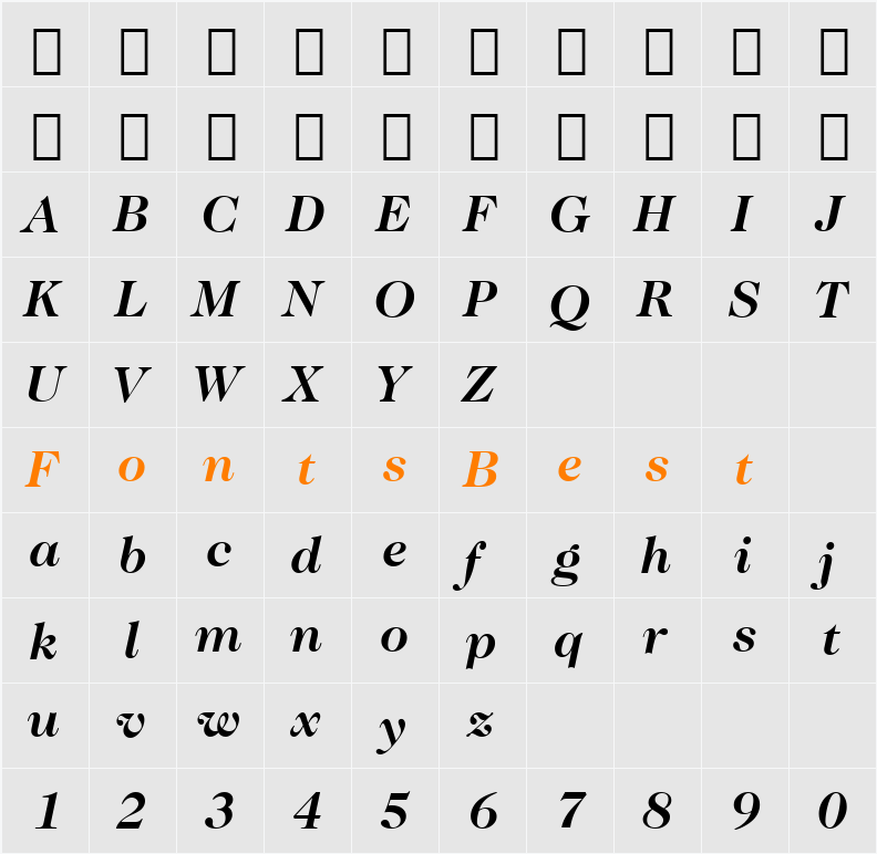 Caslon224 Bk BT Character Map