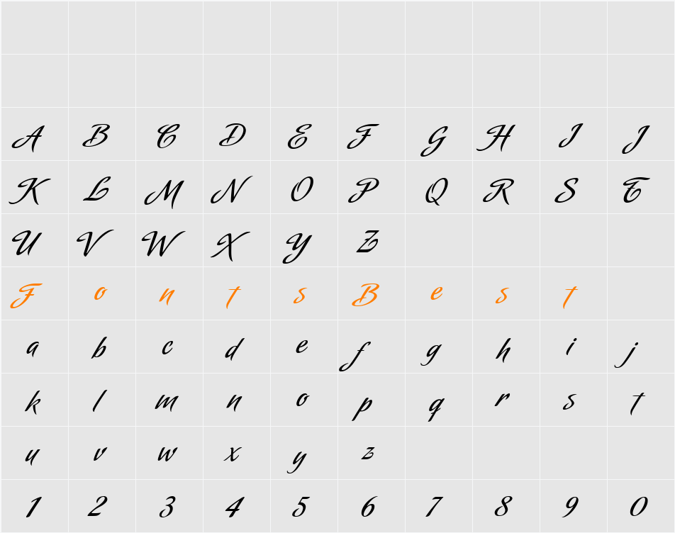 Amorinda Alternates Character Map