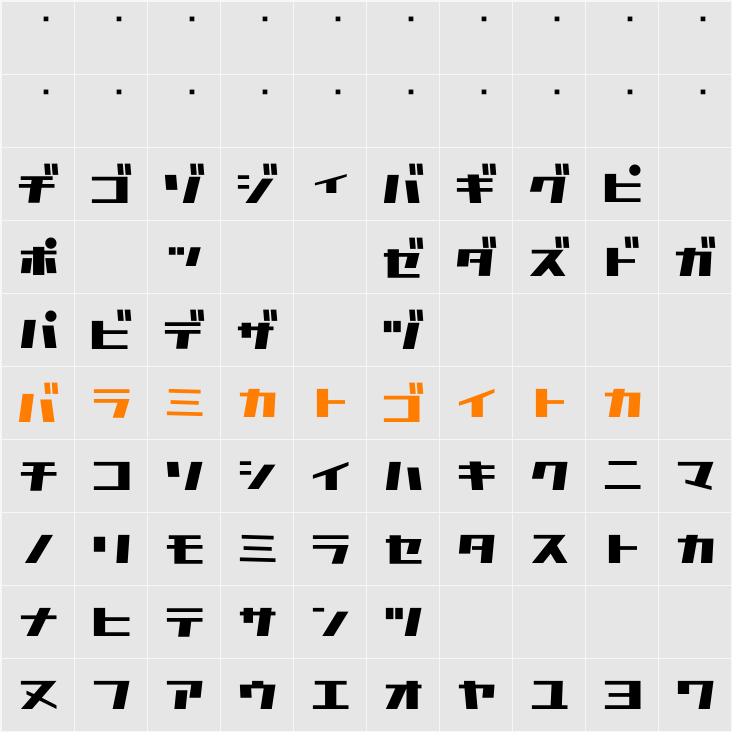 D3 Factorism Katakana Character Map