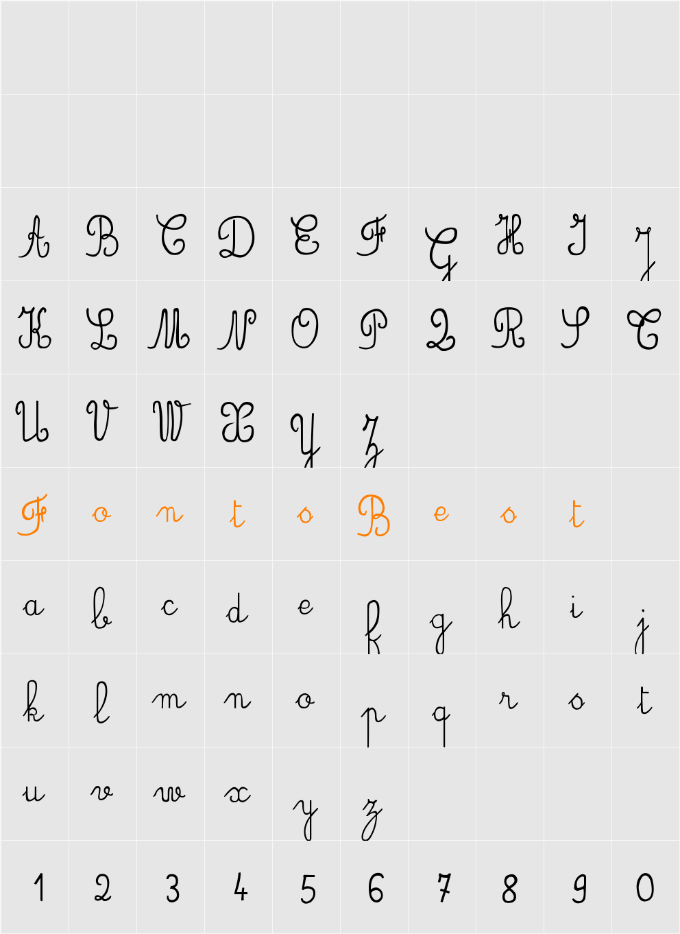 JBCursive Character Map