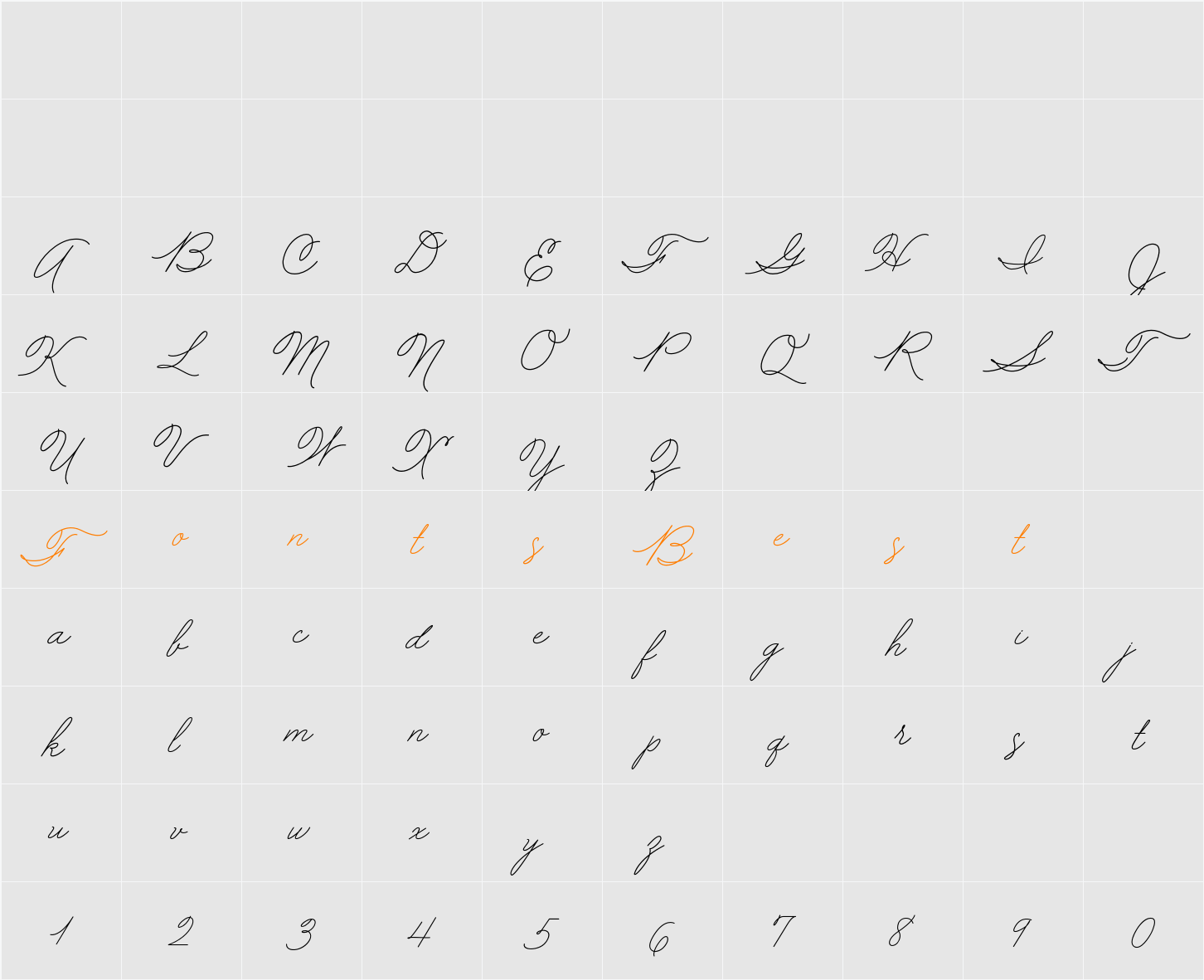 Mellow Line Character Map