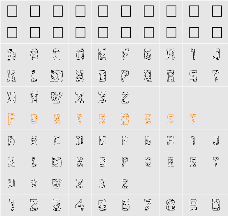 FZ UNIQUE 27 SPOTTED EX Character Map