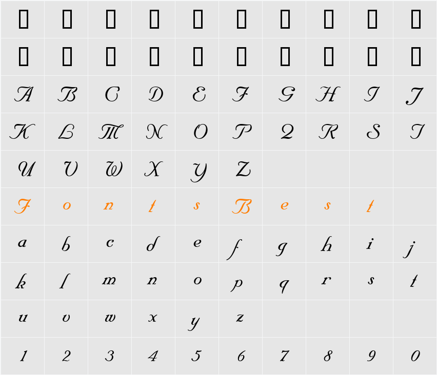 ATFloridianScript Character Map