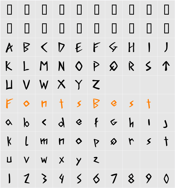 Acadian Runes Character Map