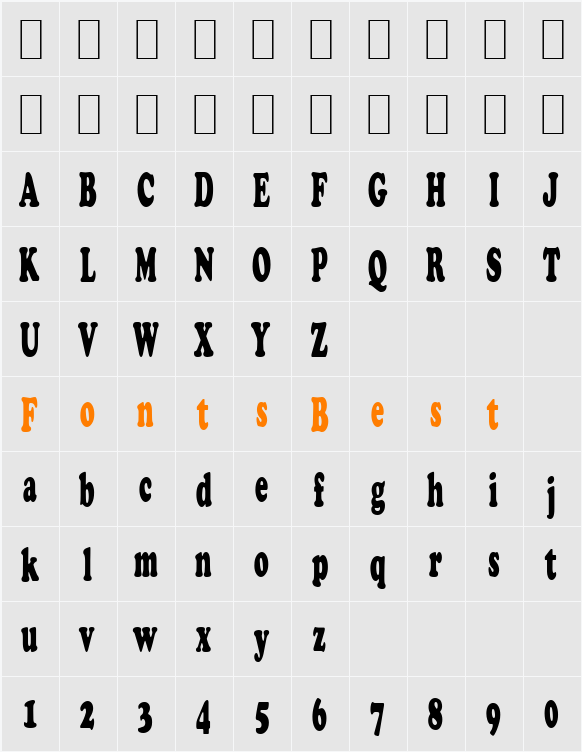 Cupid-Condensed Character Map