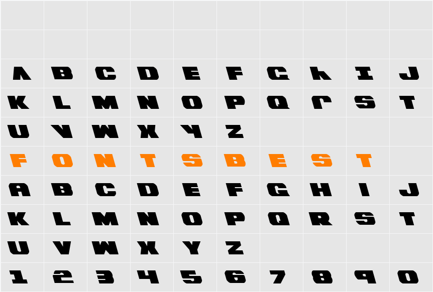 Bummer Leftalic Character Map