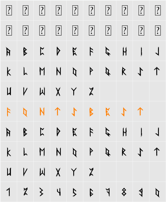 Ancient Runes Character Map