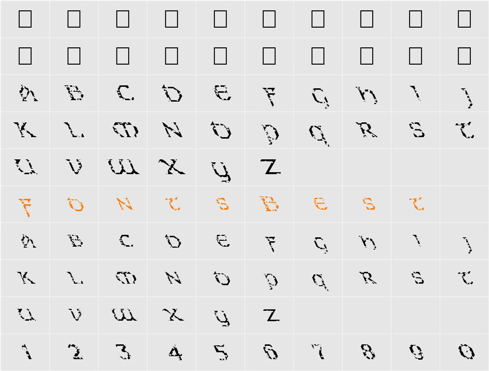 FZ JAZZY 31 HOLEY LEFTY Character Map