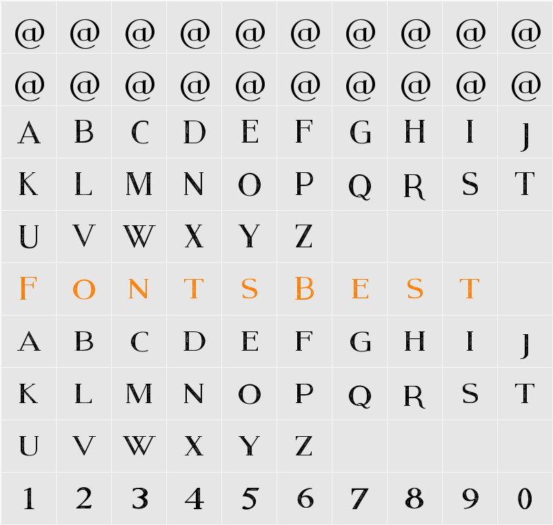 Modern Serif Eroded Character Map