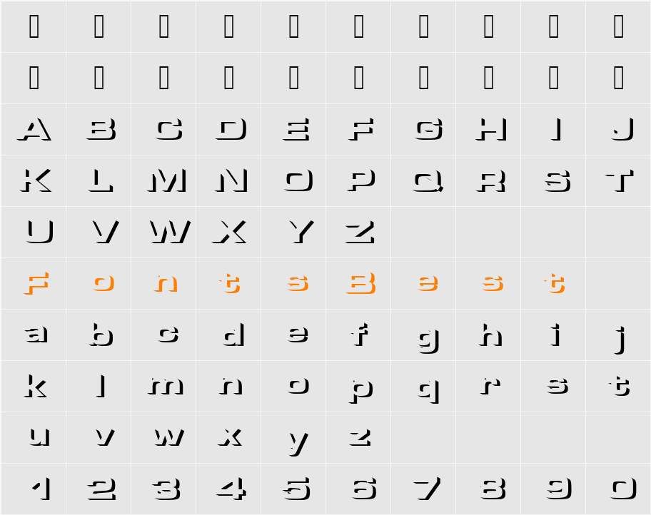 MicrogrammaOnlShaDBolExt Character Map