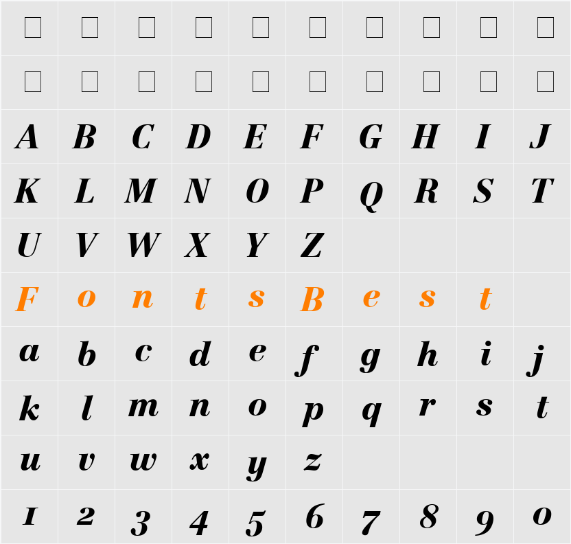 Century Reprise BlackOS SSi Character Map