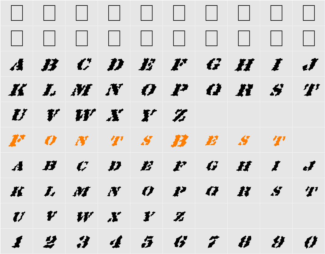 FZ WACKY 19 ITALIC Character Map