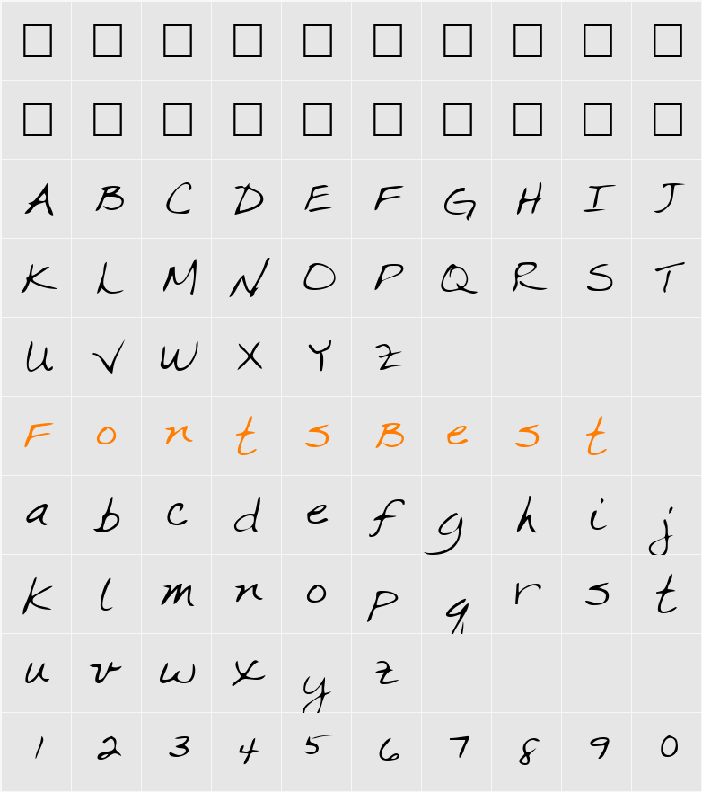 CrystalsHand Character Map