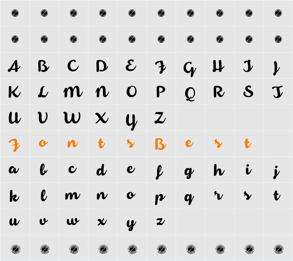 Armonioso Character Map