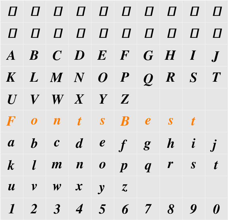 FreeSerif Character Map