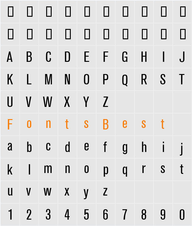 AkzeleratCondensed Character Map