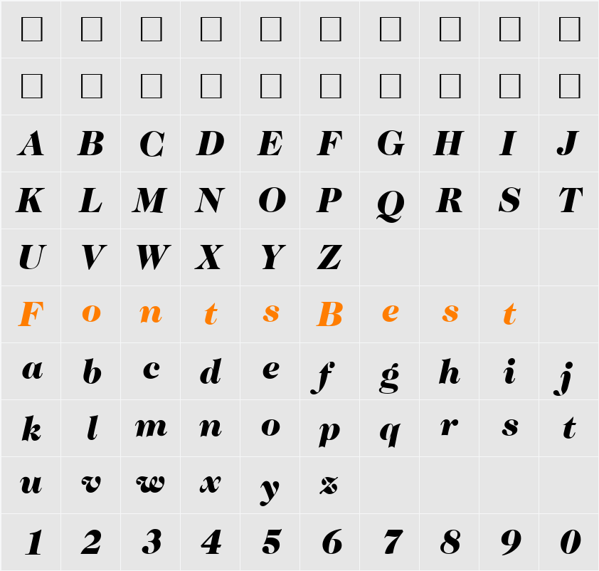 Caslon335Black Character Map