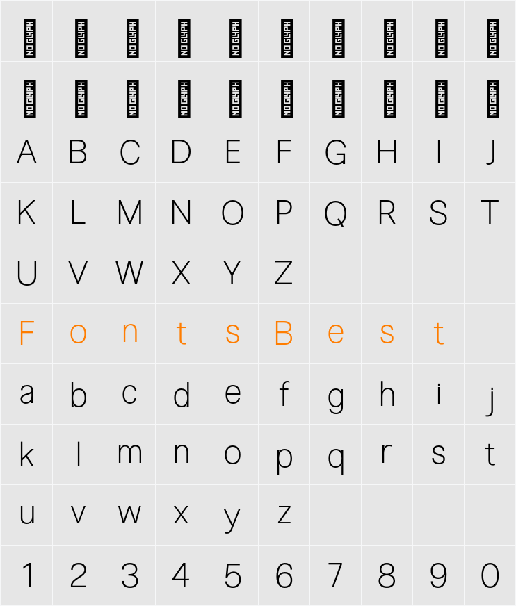 Non Bureau Thin Character Map