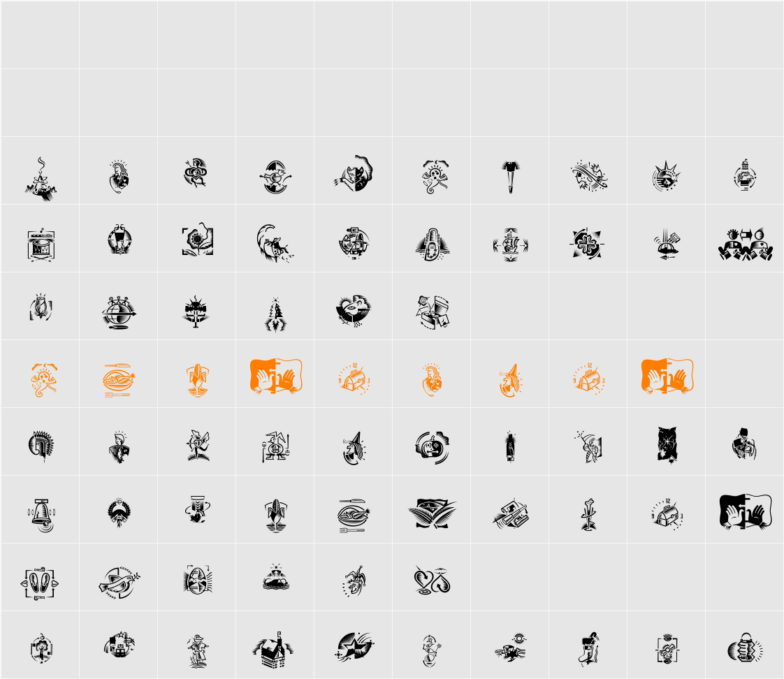 DF Celebrations Character Map