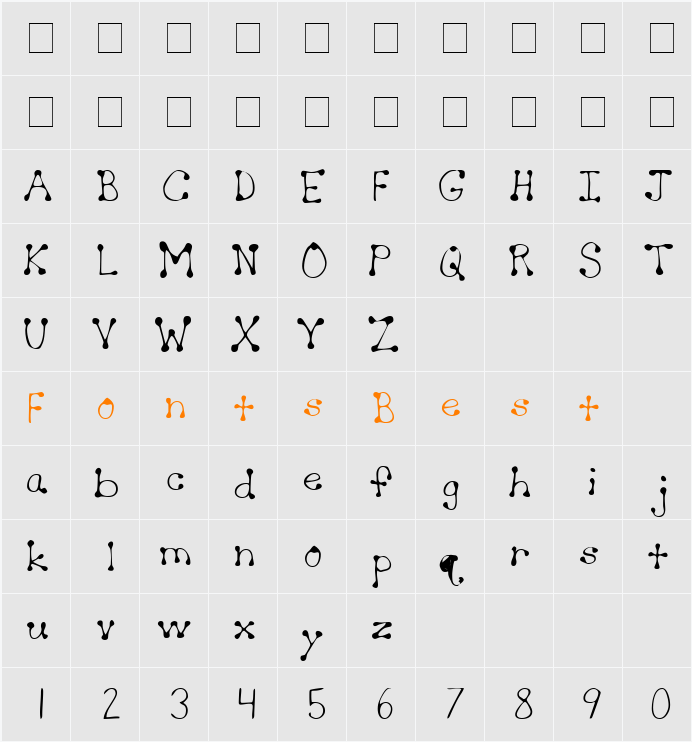 CutiesHand Character Map