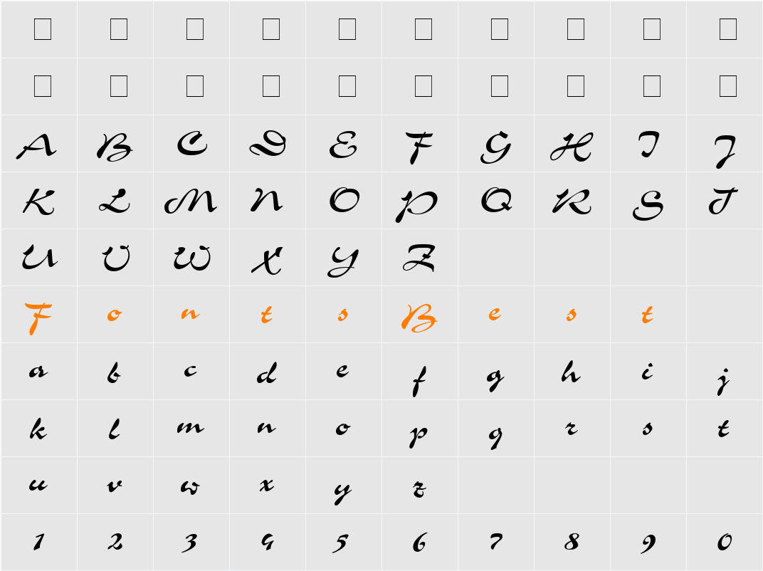 CorridaC Character Map