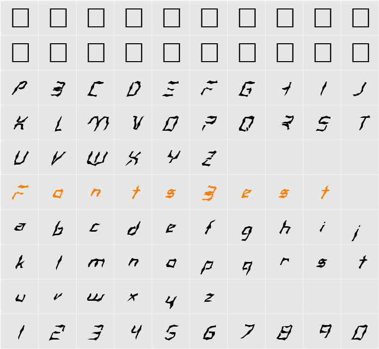 FZ WACKY 38 ITALIC Character Map