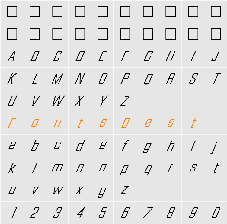 FacetLight-XXitalic Character Map